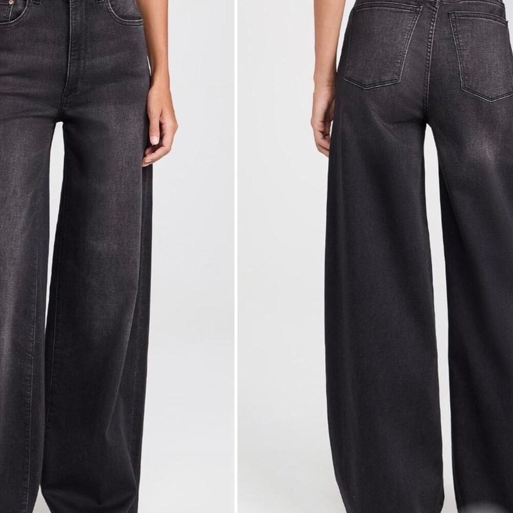 DL1961 High-Waisted Wide-Leg Jeans in Dark Haze  26 **read